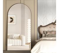 CASSILANDO Miroir Complet arqué, 180 x 80 cm, Miroir de Sol, autoportant, avec Support, pour Chambre à Coucher, Salon, Garde-Robe, Noir