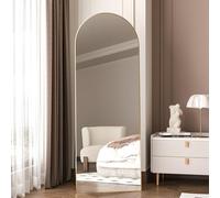 CASSILANDO Miroir de Sol arqué 162 x 53 cm, Cadre en Alliage d'aluminium, Miroir sur Pied, Miroir Pleine Longueur avec Support, Grand Miroir Mural dans la Chambre à Coucher, Le Dressing (Doré)
