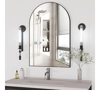 CASSILANDO Miroir Mural Arqué, 60x90cm Noir: Cadre en Métal, Montage Mural, Miroir, Salon, Chambre, Salle de Bain