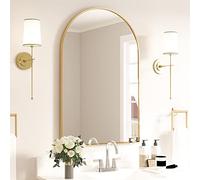 CASSILANDO Miroir Mural bombé, 50 x 75 cm, doré, Grand Miroir de Maquillage avec Cadre en métal, Miroir Mural bombé pour entrée, cheminée, Chambre à Coucher (doré)