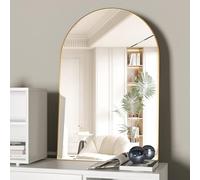 CASSILANDO Miroir mural bombé - 60 x 90 cm - Doré - Grand miroir de maquillage avec cadre en métal - Miroir mural bombé pour entrée, cheminée, chambre à coucher (doré)