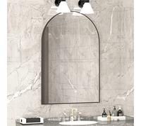 CASSILANDO Miroir mural incurvé, 50 x 75 cm, noir courbé, grand miroir de maquillage avec cadre en métal, miroir mural bombé pour entrée, cheminée, chambre à coucher (noir)