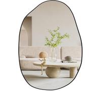 CASSILANDO Miroir mural irrégulier 85x52 cm, miroir mural asymétrique, miroir décoratif d'entrée en bois unique