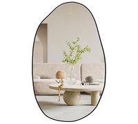 CASSILANDO Miroir Mural Irrégulier Asymétrique, Fixation Murale, Courtoisie Unique, Décoratif pour Salon, Salle de Bain, Chambre, Entrée, 85 x 52 cm