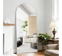 CASSILANDO Miroir pleine longueur 165 x 60 cm, miroir arqué sur pied, miroir intégral argenté à suspendre ou à poser contre un mur, pour vestiaire, chambre à coucher, salon (argenté)