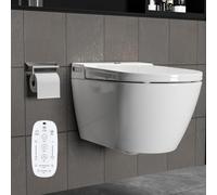 CASSILANDO Toilettes murales intelligentes, combinaison de toilettes intelligentes, toilettes bidet intelligentes, toilettes de chasse d'eau, siège chauffant intégré, chasse à induction, télécommande