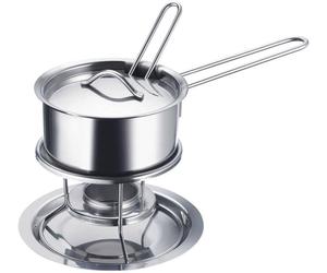 Cassolette à Beurre/Saucière avec Couvercle Cuillère à Sauce et Réchaud en Ac...