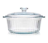 Cassolette Ronde en Verre 2,4 L avec Couvercle pour Four | Verre Borosilicate, Élégante, pour Réchauffer les Restes et Cuisiner, Sert Table