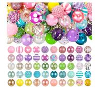 casstaly 100 Pièces de Perles de 20 mm pour Stylos, Perles en Strass, Perles Bubblegum pour Stylos, Porte-Clés, Bricolage, Fabrication de