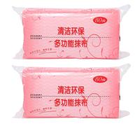 casstaly 80 Pcs/Sac Cuisine Salle de Bain Jetable Chiffon de Nettoyage Multi-Usages Non-Tissé Tissu Plat Essuyage Tampon à RéCurer Torchon 2 Rose