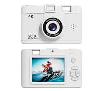 casstaly Appareil photo numérique 4K rétro double objectif multifonction CCD instantané thermique pour étudiants en voyage photographie compacte Blanc