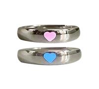 casstaly Bague lumineuse en forme de cœur phosphorescente pour couples - Couleur rose et bleu - pour les amateurs de , Métal