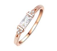 casstaly Bagues Géométriques Simples Bague de Fiançailles des Femmes pour l'anneau d'anniversaire - 9 Or Rose