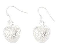 casstaly Boucles d'Oreilles Pendantes - Femme - Coeur - Plaque argent