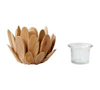 casstaly Bougeoir en bois en forme de fleur de lotus rétro, facile à utiliser