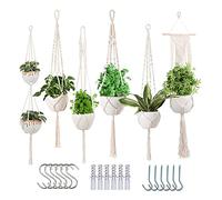 casstaly Cintres pour Plantes IntéRieur Macramé JardinièRes Suspendues pour Plantes D'IntéRieur -6 Paquets Plante Suspendue Titulaires Suspension IntéRieure pour L'IntéRieur