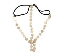 casstaly Disque Piece Couronne de cheveux enveloppe Bandeau Foulard Coiffe Chaine Boho Punk Goth
