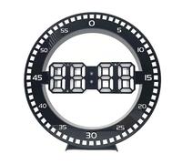 casstaly Horloge Murale de Salon Horloge Murale Portable LED 3D avec Secondes Sautantes, Noir et Blanc