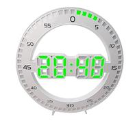 casstaly Horloge Murale Portable 3D LED Horloge Électronique Écran Portable sans Saut de Secondes,Blanc & Vert