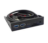 casstaly HUB Panneau USB 5 Gbit/s 2 x USB 3.0 + 1 x TYPE-C + TF/SD + HD Audio 3,5 mm Prise jack pour ordinateur de bureau