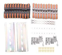 casstaly Kit de borniers de rail DIN, avec connecteurs compacts universels, barre de connexion, bande de marquage, vis, 28-12 AWG