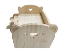 casstaly Lit de en Bois pour Poupées Lit en Bois Universel Poupée en Bois DIY Mini Lit de pour Poupées Cadeau de Fête des Enfants (Ours)