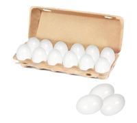 casstaly Lot de 12 faux œufs de Pâques en bois peints non peints pour travaux manuels, décoration de Pâques, faciles à installer, faciles à utiliser, blanc
