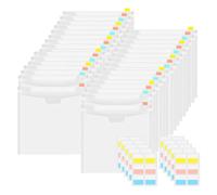 casstaly Lot de 32 pochettes de rangement pour scrapbooking transparentes, 30 x 30 cm, avec 60 étiquettes autocollantes
