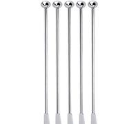 casstaly Lot de 5 bâtonnets mélangeurs réutilisables en acier inoxydable pour cocktail - Tige droite argentée