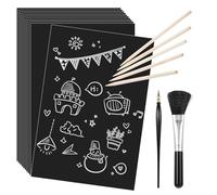 casstaly Lot de 50 feuilles de papier à gratter pour enfants 12,4 x 18,5 cm avec outils d'art