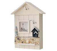 casstaly Porte-Clés D'Armoire Murale, Boîte de Rangement de Clés de Maison en Bois, Modèle de Statue de Style Méditerranéen, Phare de Décoration Murale de Maison