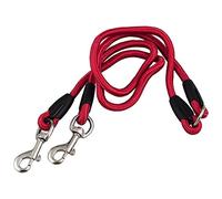 casstaly SéCurité de Laisse de Marche de Deux Chiens de Compagnie de Chien de Voie Double de Double de Coupleur Duplex en Nylon, Rouge