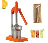 Cast Iron Juicer Hand Press, 2025 New Heavy Duty Cast Iron Manual Juicers, Manual Juicer Stainless Steel Lemon Squeezer, Crusher Machine for Fresh Lemonade Orange Juice, Easy to Clean (Orange)