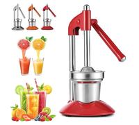 Cast Iron Juicer Hand Press, cast iron hand press juicer, Manual Juicer Hand Press, Heavy Duty Countertop Lime Citrus Crush Machine for Fresh Lemonade Orange Juice, Home and Kitchen(Red)