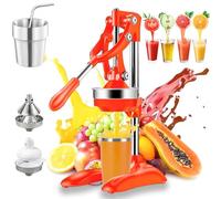 Cast Iron Juicer Hand Press - Easy-to-Clean, Heavy-Duty, Effective Stainless Steel Manual Juicer Fruit Squeezer, Home & Kitchen Professional Manual Citrus Juicers for Lemonade Orange Juice (Orange)
