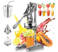 Cast Iron Juicer Hand Press - Easy-to-Clean, Heavy-Duty, Effective Stainless Steel Manual Juicer Fruit Squeezer, Home & Kitchen Professional Manual Citrus Juicers for Lemonade Orange Juice (Silver)