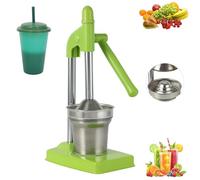 Cast Iron Juicer Hand Press, Effective Stainless Steel Manual Juicer Fruit Squeezer, Easy to Clean, Portable for Fresh Lemonade Orange Juice, Home and Kitchen Essentials (Green)
