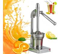 Cast Iron Juicer Hand Press, Effective Stainless Steel Manual Juicer Fruit Squeezer for Bar Kitchen,Heavy Duty Countertop Lime Citrus Crush Machine(Silver)