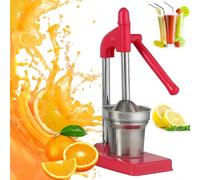 Cast Iron Juicer Hand Press, Effective Stainless Steel Manual Juicer Fruit Squeezer for Bar Kitchen,Heavy Duty Countertop Lime Citrus Crush Machine(Red)