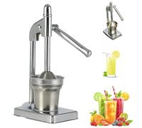 Cast Iron Juicer Hand Press, Effective Stainless Steel Manual Juicer,Heavy Duty Countertop Lime Citrus Crush Machine, for Fresh Lemonade Orange Juice, Easy to Use (Silver)