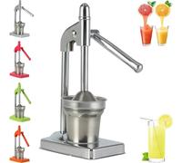 Cast Iron Juicer Hand Press, Effective Stainless Steel Manual Juicer, Manual Juicer Hand Press, with Non-Skid Cup Base, for Fresh Lemonade Orange Juice, Easy To Clean, Home and Kitchen (Silver)