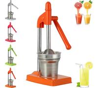 Cast Iron Juicer Hand Press, Effective Stainless Steel Manual Juicer, Manual Juicer Hand Press, with Non-Skid Cup Base, for Fresh Lemonade Orange Juice, Easy To Clean, Home and Kitchen (Orange)