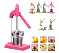 Cast Iron Juicer Hand Press, Heavy Duty Cast Iron Manual Juicer, Manual Juicer Stainless Steel, Easy to Clean, Home Kitchen Essentials, for Orange Juice Lime Lemon Juice (Pink)