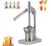 Cast Iron Juicer Hand Press, Professional Can Can Manual Juice Press, with Non-Skid Cup BaseEffort Saving Lever, Easy to Clean, Home and Kitchen Essentials Essentials (Stainless Steel Color)