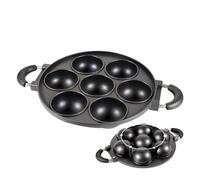 Cast Iron Pan - Aluminum Die Casting 7 Hole Spherical Mold | Nonstick Pancake Egg Omelet Burger Griddle Pan | Fried Egg Cake Whoopie Pie Baking Tray Cooker For Breakfast Cooking Home