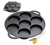 Cast Iron Pancake Pan 7 trous Frying Pan | Nonstick Frying Pans | Multi-usages Kitchen Cookware Household Tool for Cooking Steak Crêpe Pizza Breakfast Frrying Baking Grilling Stove Campfire