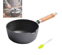 Cast Iron Saucepan, Small Cast Iron Pot Butter Melting Pot, Cast Iron Melting Pot, Nonstick Milk Pan, Sauce Pot Butter Heater Iron Oil Heating Pot With Wooden Handle Suitable For Milk, Coffee And Melt