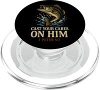 Cast Your Cares on Him 1 Peter 5 7 Citation Christian Faith PopSockets PopGrip pour MagSafe