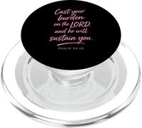 Cast Your Cares on The Lord Psaum 55:22 Faith Comforting God PopSockets PopGrip pour MagSafe