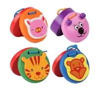 Castagnettes à Doigts, 4 Pack Castagnette, Castagnettes en Bois, Instrument De Musique Éducatif Pour Développer Le Sens Du Rythme Et La Coordination, Pour Tout Petits Enfants